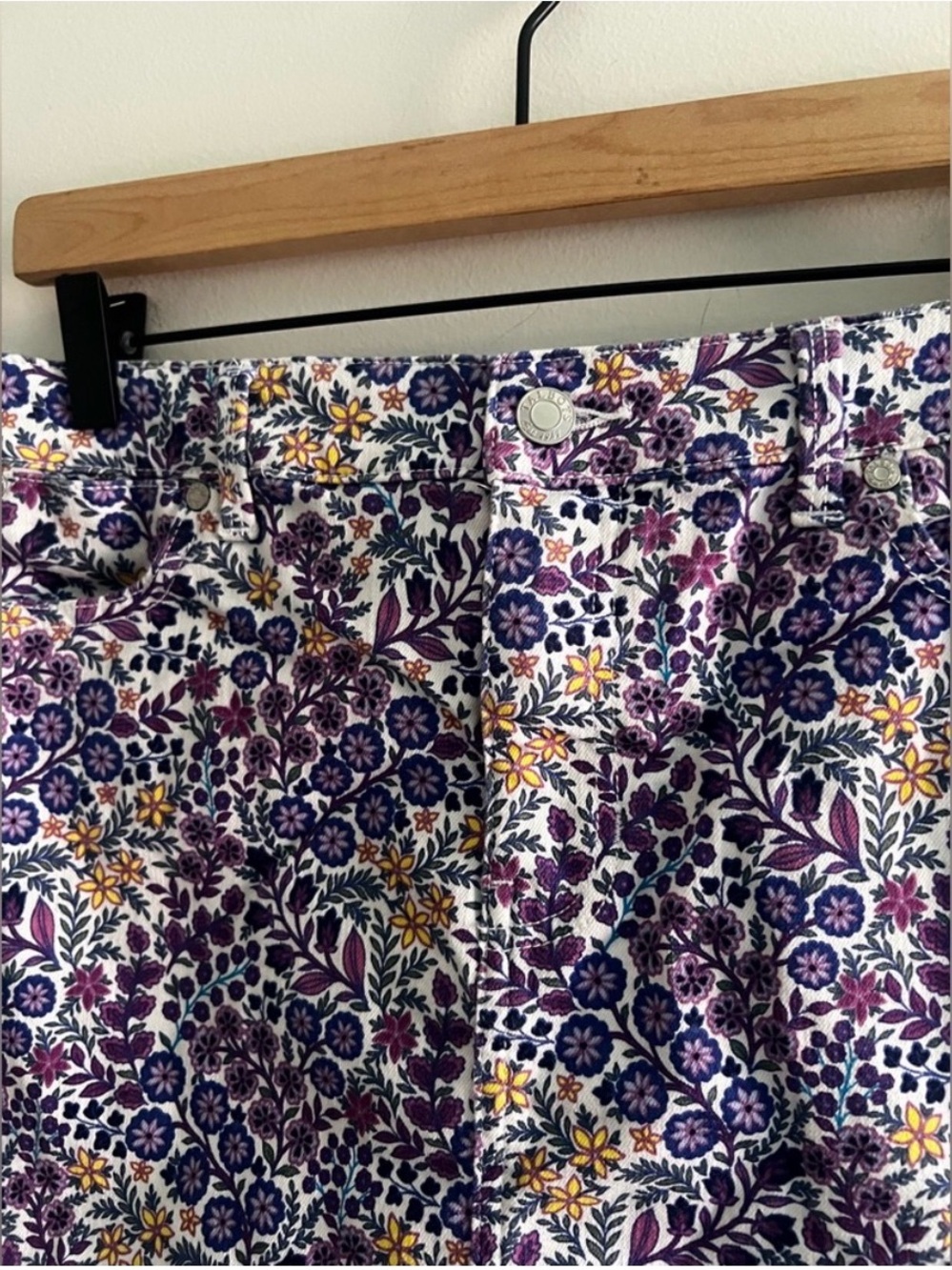 Talbots Floral Skirt Women’s 8 Purple Cotton Liberty Style Preppy Cottagecore - Picture 2 of 5